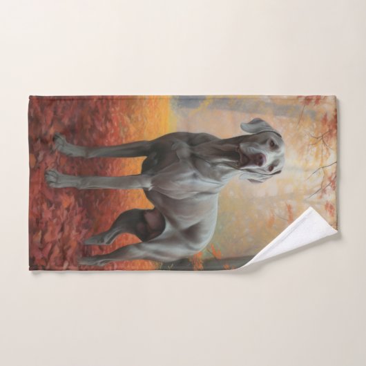 Weimaraner im Herbst Leaves Fall Inspiriert Badhandtuch Set (Handtuch)