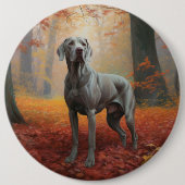Weimaraner im Herbst Leaves Fall Inspiriert Button (Vorderseite)