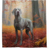Weimaraner im Herbst Leaves Fall Inspiriert Duschvorhang (Vorderseite)