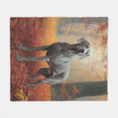 Weimaraner im Herbst Leaves Fall Inspiriert Fleecedecke (Vorderseite (Horizontal))