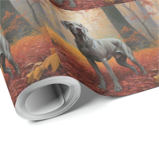 Weimaraner im Herbst Leaves Fall Inspiriert Geschenkpapier (Rolleneckpunkt)