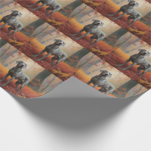 Weimaraner im Herbst Leaves Fall Inspiriert Geschenkpapier (Ecke)