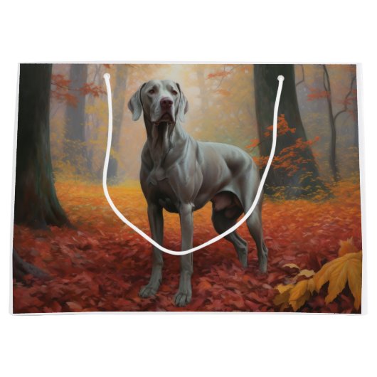 Weimaraner im Herbst Leaves Fall Inspiriert Große Geschenktüte (Vorderseite)