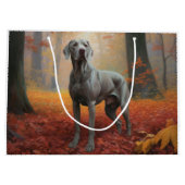 Weimaraner im Herbst Leaves Fall Inspiriert Große Geschenktüte (Rückseite)