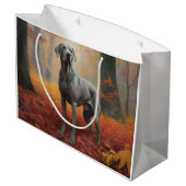 Weimaraner im Herbst Leaves Fall Inspiriert Große Geschenktüte (Rückseite Schrägansicht)