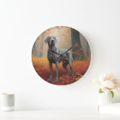 Weimaraner im Herbst Leaves Fall Inspiriert Große Wanduhr (Zuhause)