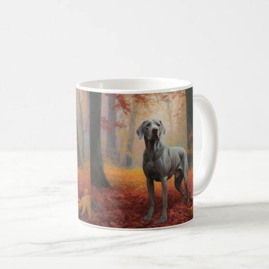 Weimaraner im Herbst Leaves Fall Inspiriert Kaffeetasse (VorderseiteRechts)