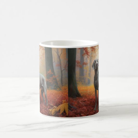 Weimaraner im Herbst Leaves Fall Inspiriert Kaffeetasse (Mittel)
