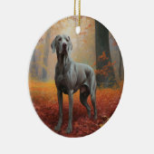 Weimaraner im Herbst Leaves Fall Inspiriert Keramik Ornament (Rechts)