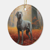 Weimaraner im Herbst Leaves Fall Inspiriert Keramik Ornament (Links)