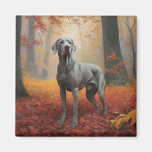 Weimaraner im Herbst Leaves Fall Inspiriert Magnet (Vorne)