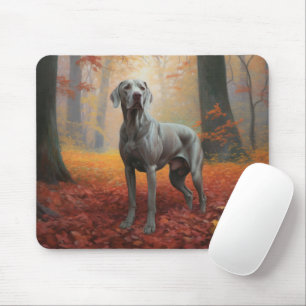 Weimaraner im Herbst Leaves Fall Inspiriert Mousepad