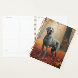 Weimaraner im Herbst Leaves Fall Inspiriert Planer