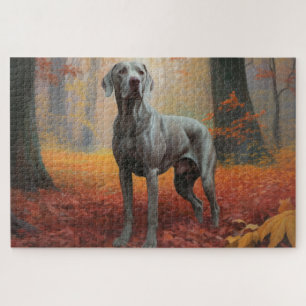 Weimaraner im Herbst Leaves Fall Inspiriert Puzzle