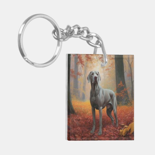 Weimaraner im Herbst Leaves Fall Inspiriert Schlüsselanhänger (Vorderseite links)