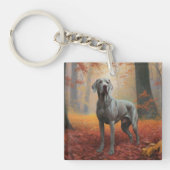 Weimaraner im Herbst Leaves Fall Inspiriert Schlüsselanhänger (Vorderseite)