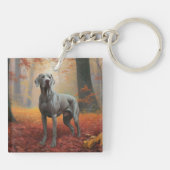 Weimaraner im Herbst Leaves Fall Inspiriert Schlüsselanhänger (Rückseite)