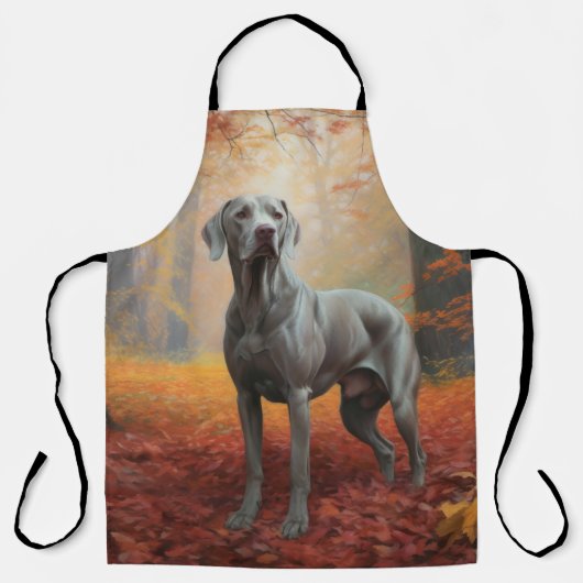 Weimaraner im Herbst Leaves Fall Inspiriert Schürze (Vorderseite)