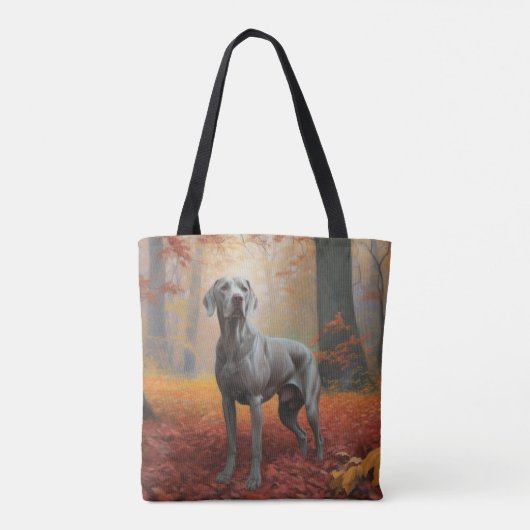 Weimaraner im Herbst Leaves Fall Inspiriert Tasche (Rückseite)