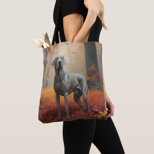 Weimaraner im Herbst Leaves Fall Inspiriert Tasche (Von Nahem)