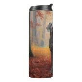 Weimaraner im Herbst Leaves Fall Inspiriert Thermosbecher (Nach links gedreht)