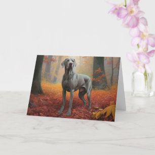 Weimaraner im Herbstlaubfall inspirieren Karte