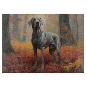 Weimaraner im Herbstlaubfall inspirieren Schneidebrett