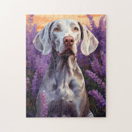 Weimaraner im Lavenderfeld Puzzle