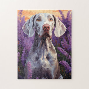 Weimaraner im Lavenderfeld Puzzle