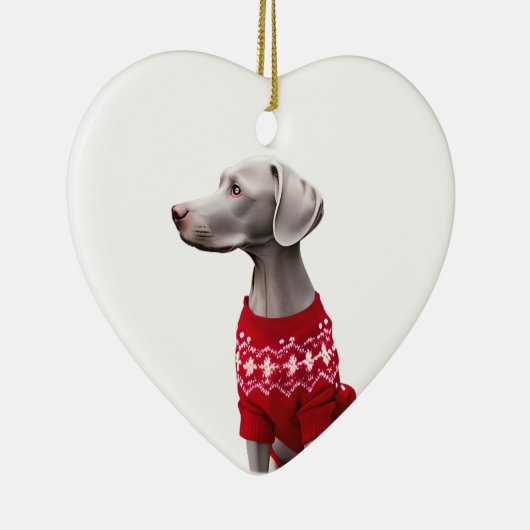 Weimaraner im Weihnachtskraut Keramik Ornament (Rechts)