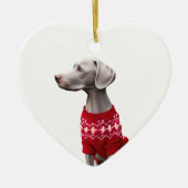 Weimaraner im Weihnachtskraut Keramik Ornament (Vorne)