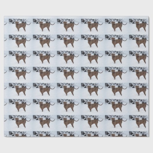 Weimaraner im Winter Geschenkpapier (Flach)