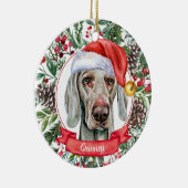 Weimaraner Individuelle Name Weihnachtsfeier Keram Keramik Ornament (Rechts)