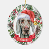 Weimaraner Individuelle Name Weihnachtsfeier Keram Keramik Ornament (Links)