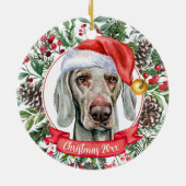 Weimaraner Individuelle Name Weihnachtsfeier Keram Keramik Ornament (Hinten)