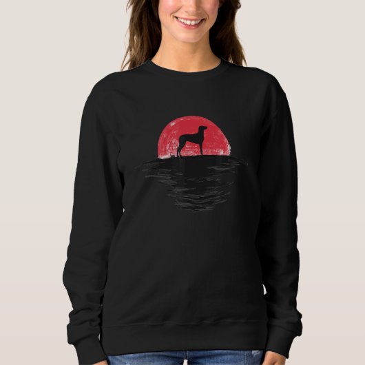 Weimaraner Japanese Sunset Retro Dog Red Sweatshirt (Vorderseite)
