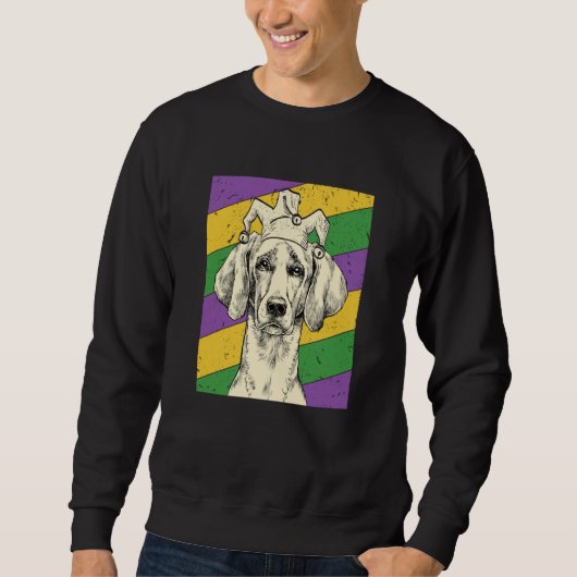 Weimaraner Jester Mardi Gras Dog Mom or Dad Sweatshirt (Vorderseite)