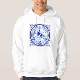Weimaraner, Kaninchen und Vögel Otomi Blau & Weiß  Hoodie
