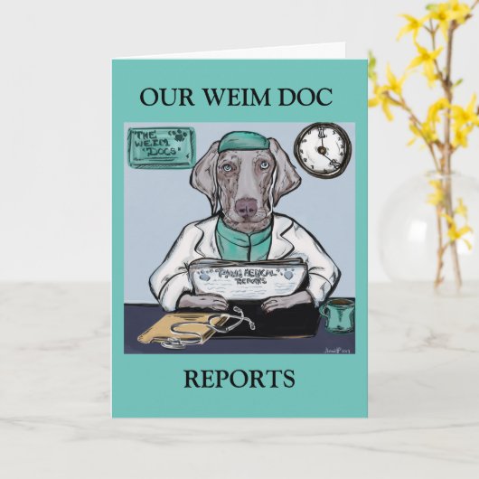 Weimaraner Karte (Gelbe Blume)