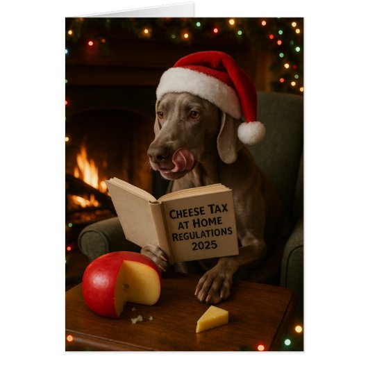 Weimaraner 'Käse-Steuer' Weihnachtskarte (Vorne)