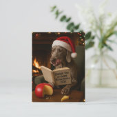 Weimaraner 'Käse-Steuer' Weihnachtskarte Postkarte (Stehend Vorderseite)