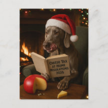 Weimaraner 'Käse-Steuer' Weihnachtskarte