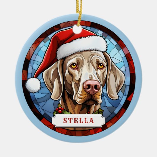 Weimaraner Keramik Circle Ornament (Vorne)