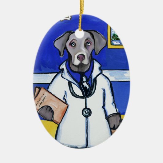 WEIMARANER KERAMIKORNAMENT (Vorne)
