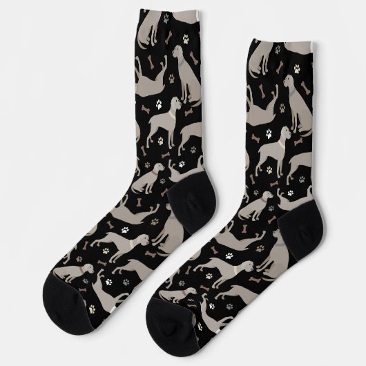 Weimaraner Knochen und Paare schwarz Socken (Linkes Detail)