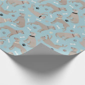 Weimaraner Knochen und Paws Blue Wrapping Paper Geschenkpapier (Ecke)