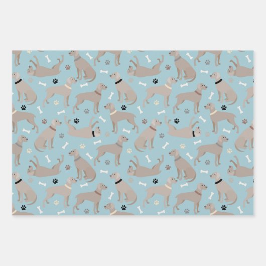 Weimaraner Knochen und Paws Geschenkpapier Set (Vorderseite 3)