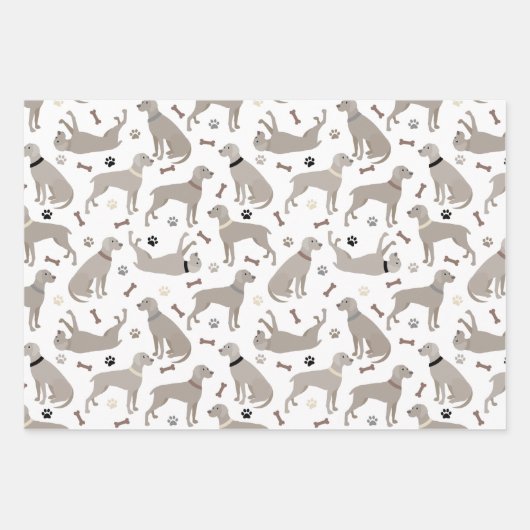 Weimaraner Knochen und Paws Geschenkpapier Set (Vorderseite)