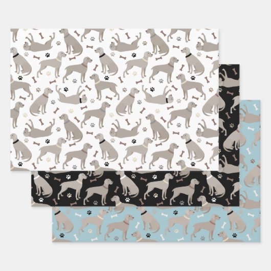 Weimaraner Knochen und Paws Geschenkpapier Set (Set)