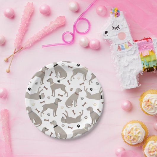 Weimaraner Knochen und Paws Papierplatte Pappteller (Party)